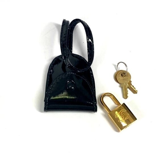 CHANEL vintage CC Vanity Bag 2WAY Shoulder Bag Hand Bag Patent Leather Black - Picture 2 of 14